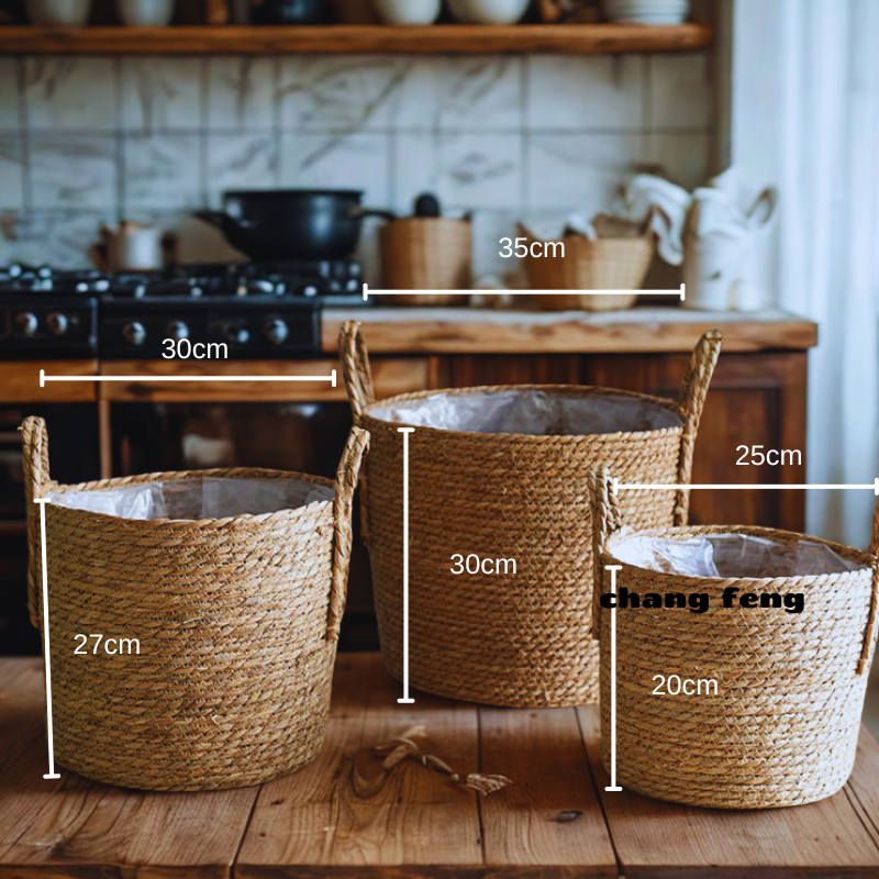 Nordic Rattan Planter Set - Eco-Friendly Woven Basket for Plants/Storage changfeng