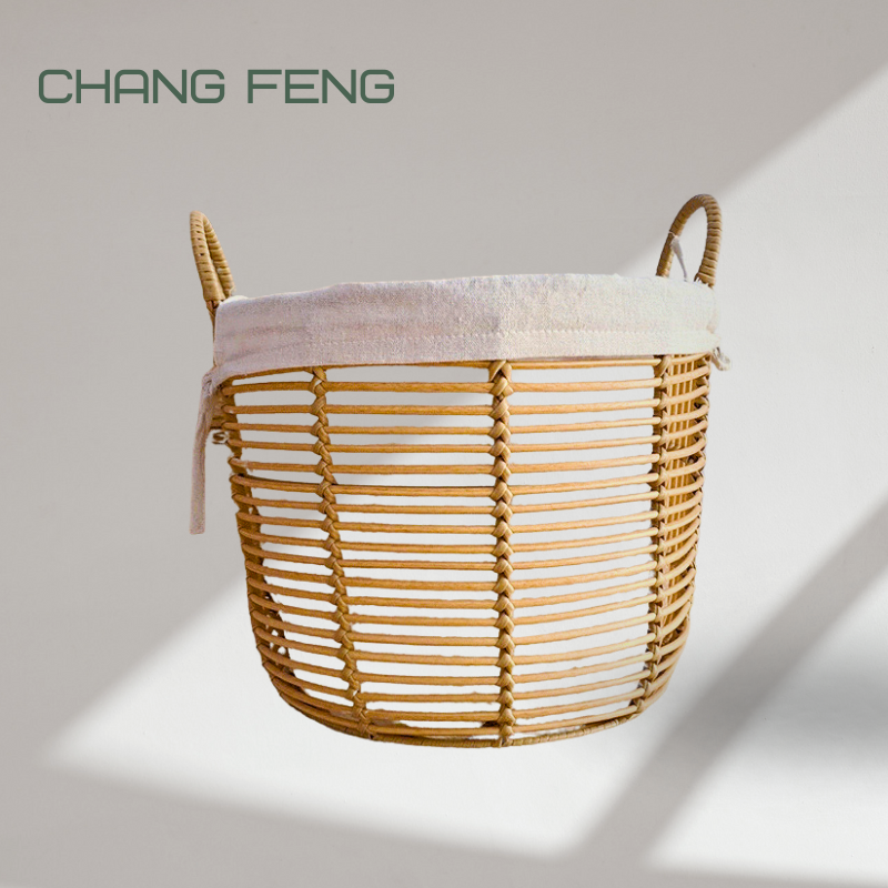 Pastoral grass weaving storage baskets, high-value hand-held uncovered storage baskets, dirty clothes storage baskets.changfeng