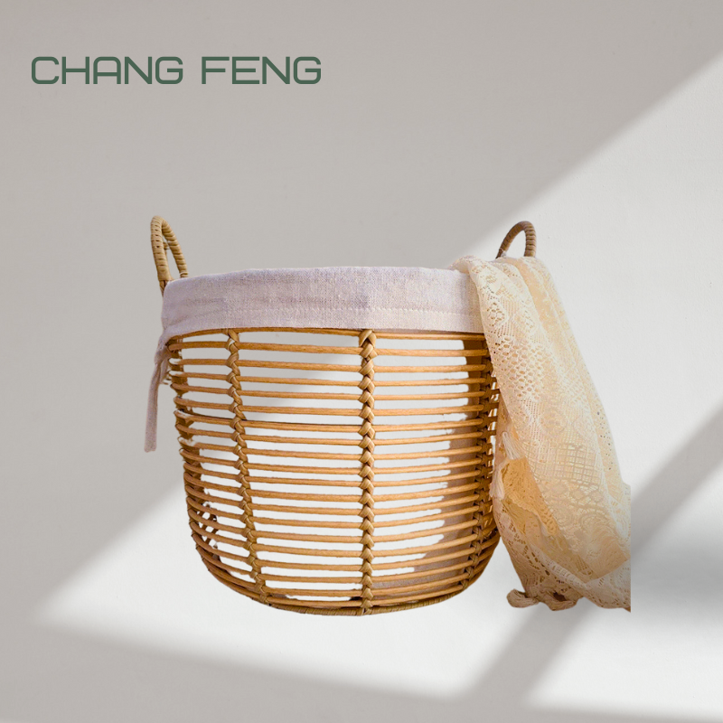 Pastoral grass weaving storage baskets, high-value hand-held uncovered storage baskets, dirty clothes storage baskets.changfeng