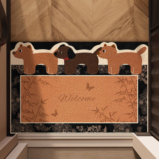Dirt-resistant anti-ancient - bamboo rhyme dog welcome mat